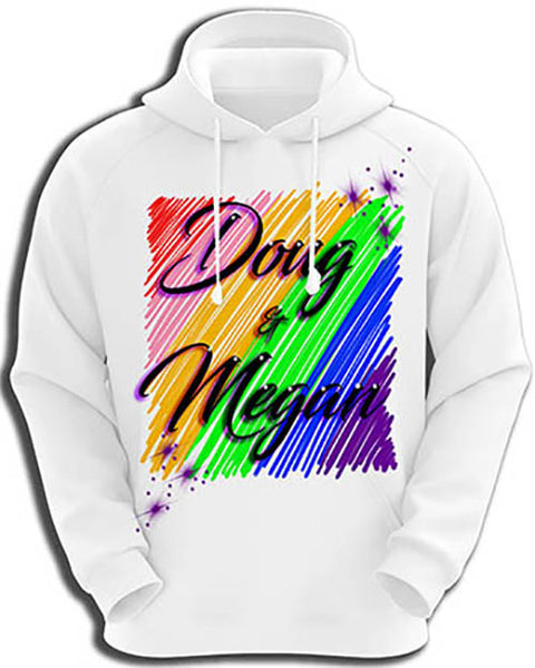 A001 Personalized custom airbrushed couples name writing rainbow color Hoodie