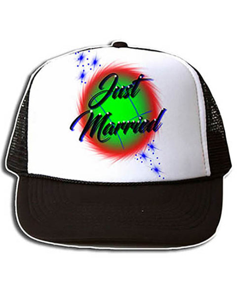 A002 Personalized Airbrush Name Design Snapback Trucker Hat