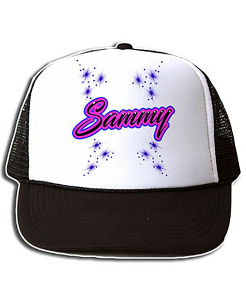 A005 Personalized Airbrush Name Design Snapback Trucker Hat