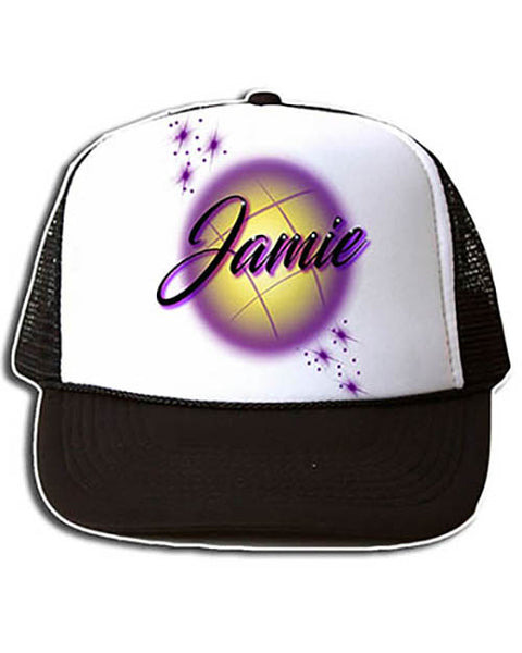 A006 Personalized Airbrush Name Design Snapback Trucker Hat