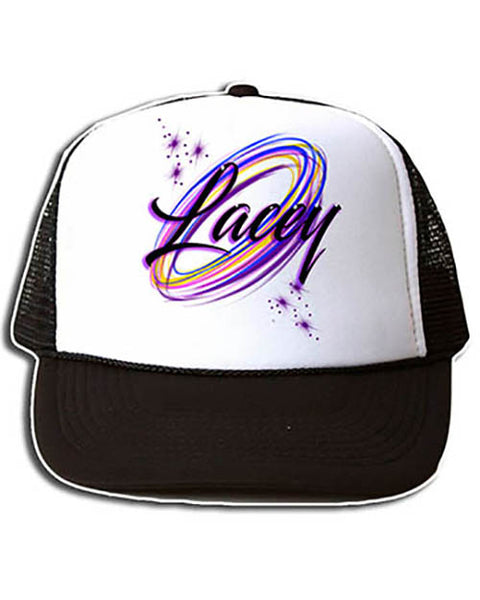 A008 Personalized Airbrush Name Design Snapback Trucker Hat