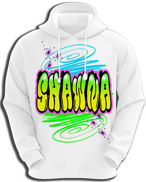 A010 Personalized Custom Airbrushed Name Writing Color Party Design Gift Hoodie