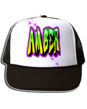 A011 Personalized Airbrush Name Design Snapback Trucker Hat