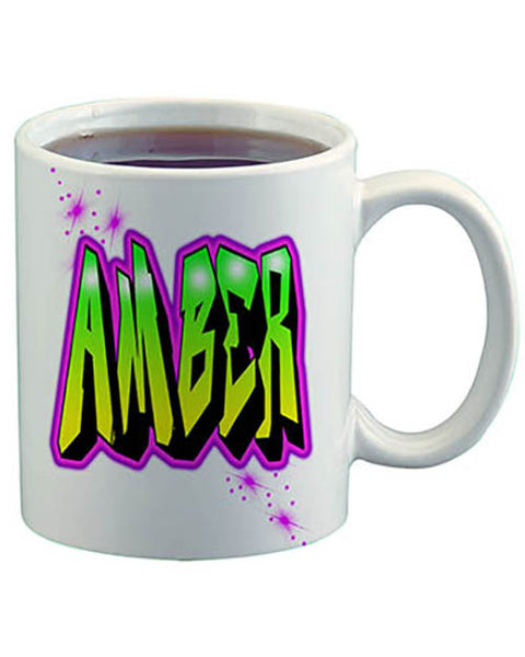 A011 Personalized Airbrush Name Design Ceramic Coffee Mug