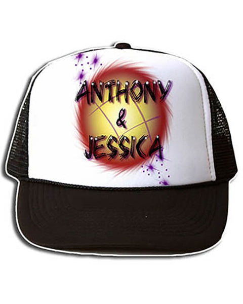 A013 Personalized Airbrush Name Design Snapback Trucker Hat
