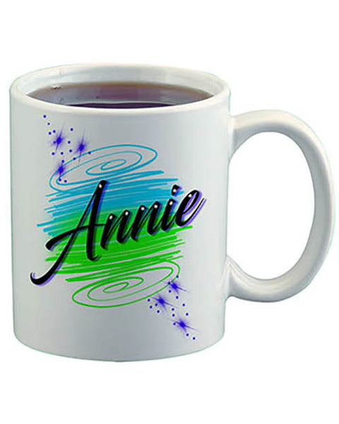 A016 Personalized Airbrush Name Design Ceramic Coffee Mug