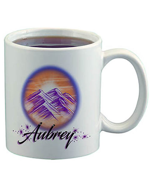 E006 Personalized Airbrush Mountain Scene Ceramic Coffee Mug