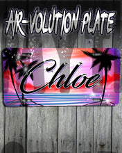 E009 Personalized Airbrush Sunset Beach Landscape License Plate Tag