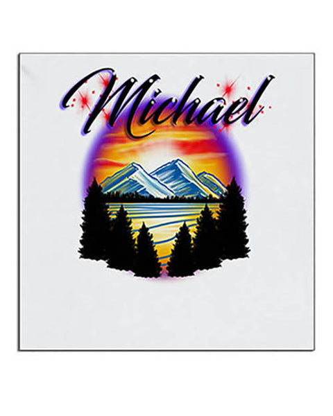 E013 Personalized Airbrush Mountain Landscape Ceramic Coaster