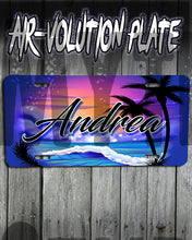 E031 Personalized Airbrush  Ocean Wave License Plate Tag