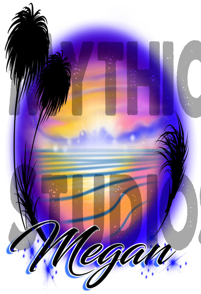 E032 Personalized Airbrush  Beach License Plate Tag