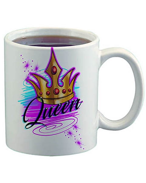 F007 Personalized Airbrushed Crown Ceramic Coffee Mug