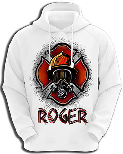 F018 Personalized Airbrushed Firefighter Hoodie Sweatshirt