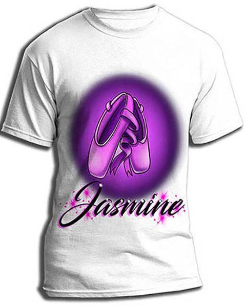 G008 Personalized Airbrush Ballet Shoes Tee Shirt