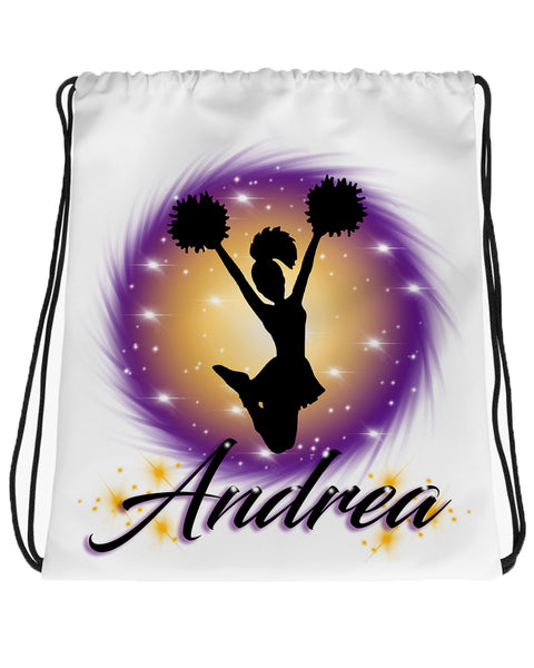 G011 Digitally Airbrush Painted Personalized Custom Cheerleading Cheerleader Cheer  Drawstring Backpack