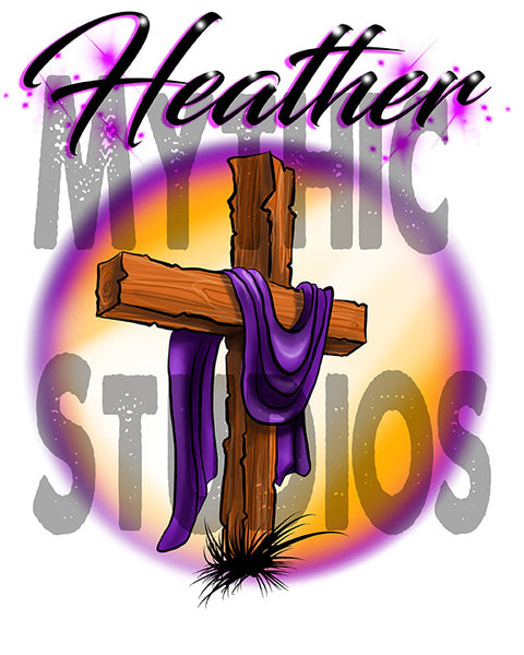 H003 Personalized Airbrushed Christian Cross License Plate Tag