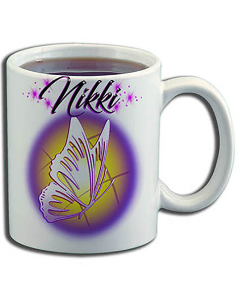 I001 Personalized Airbrush Butterfly Ceramic Coffee Mug