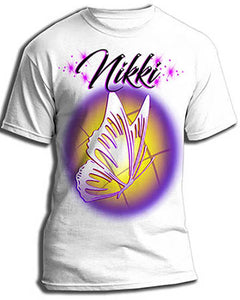 I001 Personalized Airbrush Butterfly Tee Shirt