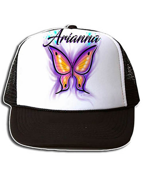 I002 Personalized Airbrush Butterfly Snapback Trucker Hat