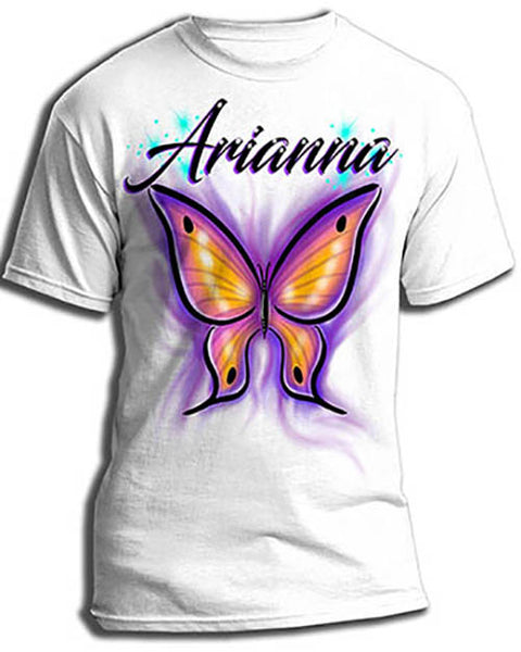 I002 Personalized Airbrush Butterfly Tee Shirt