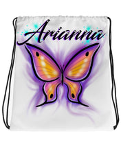 I002 Digitally Airbrush Painted Personalized Custom butterfly Drawstring Backpack