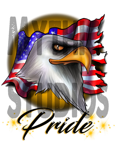 I003 Personalized Airbrush American Flag Bald Eagle License Plate Tag