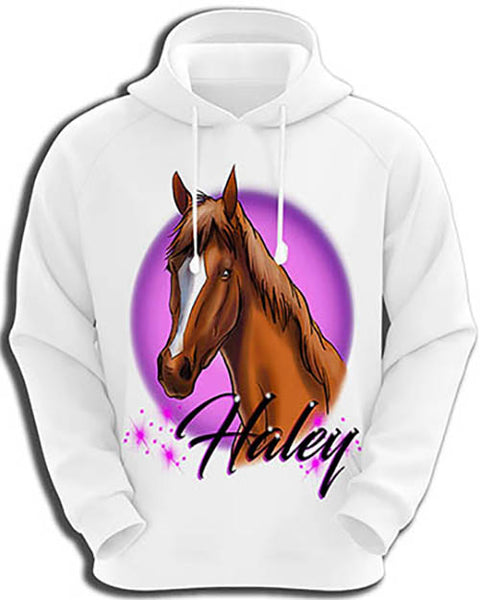 I004 Personalized Airbrush Horse Hoodie Sweatshirt