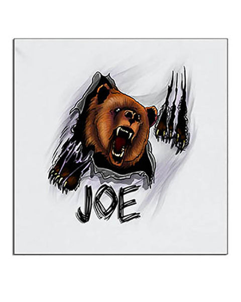 I006 Personalized Airbrush Angry Bear Ceramic Coaster