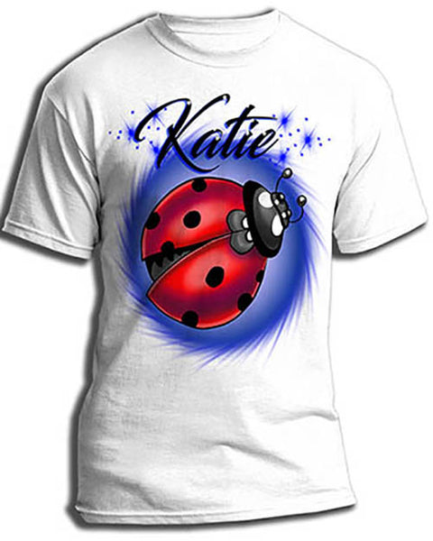 I007 Personalized Airbrush Ladybug Tee Shirt