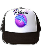 I010 Personalized Airbrush Dolphin Snapback Trucker Hat