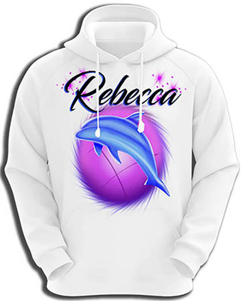 I010 Personalized Airbrush Dolphin Hoodie Sweatshirt