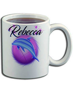 I010 Personalized Airbrush Dolphin Ceramic Coffee Mug