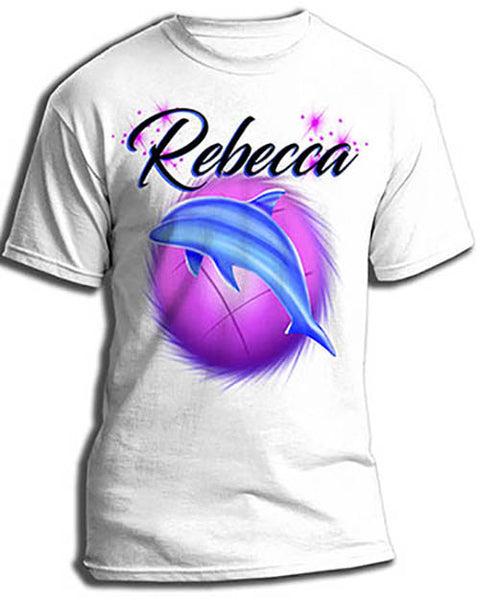 I010 Personalized Airbrush Dolphin Tee Shirt