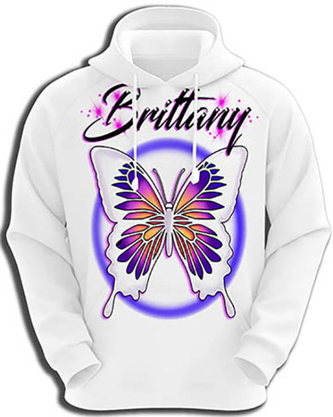 I012 Personalized Airbrush Butterfly Hoodie Sweatshirt
