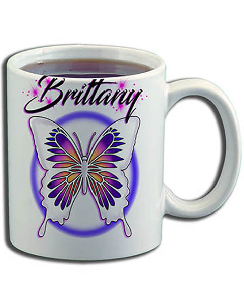 I012 Personalized Airbrush Butterfly Ceramic Coffee Mug