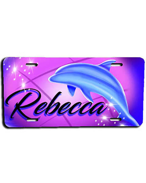 I010 Personalized Airbrush Dolphin License Plate Tag