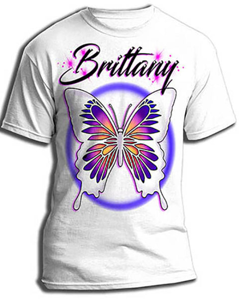 I012 Personalized Airbrush Butterfly Tee Shirt