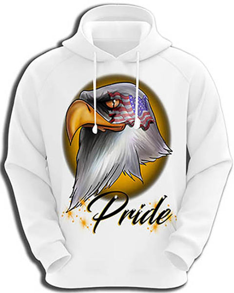I013 Personalized Airbrush American Flag Bald Eagle Hoodie Sweatshirt