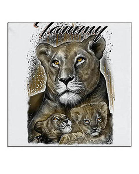 I014 Personalized Airbrush Tiger and Cubs Ceramic Coaster