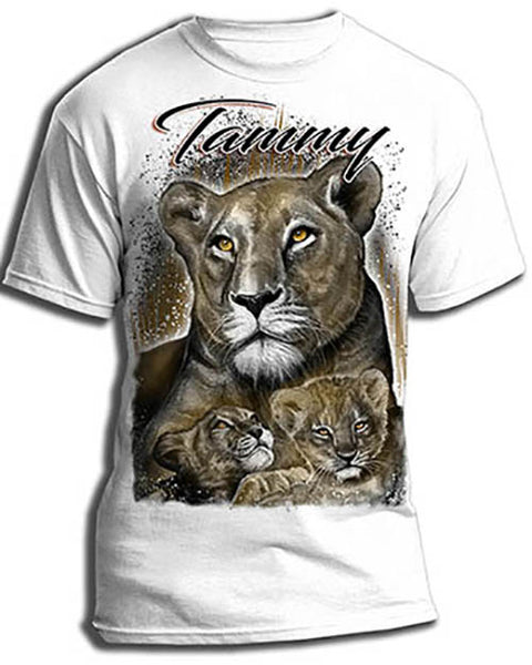 I014 Personalized Airbrush Tiger and cub Tee Shirt