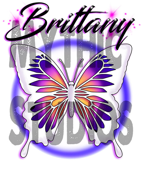 I012 Personalized Airbrush Butterfly License Plate Tag