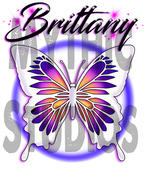 I012 Personalized Airbrush Butterfly Tee Shirt