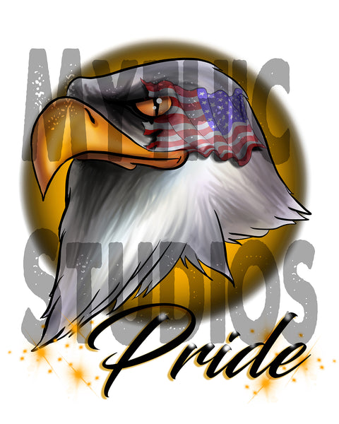 I013 Personalized Airbrush American Flag Bald Eagle Hoodie Sweatshirt