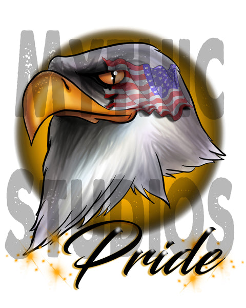 I013 Personalized Airbrush American Flag Bald Eagle Ceramic Coaster