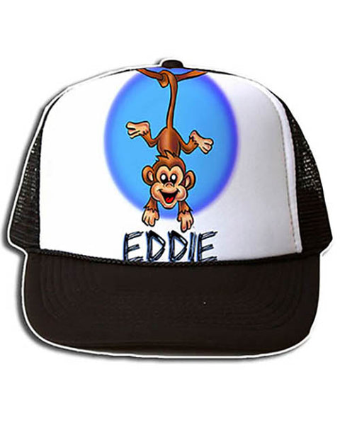 I016 Personalized Airbrush Monkey Snapback Trucker Hat