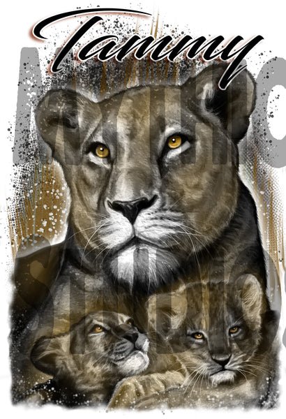 I014 Personalized Airbrush Tiger and Cubs Hoodie Sweatshirt