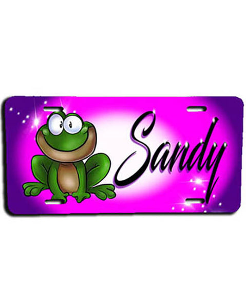 I015 Personalized Airbrush Frog License Plate Tag