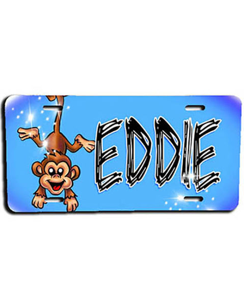 I016 Personalized Airbrush Monkey License Plate Tag