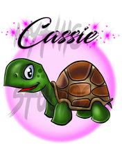 I017 Digitally Airbrush Painted Personalized Custom turtle cartoon Drawstring Backpack