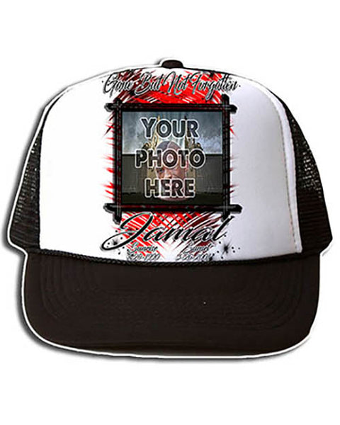 PT005 Personalized Airbrush Your Photo On a Snapback Trucker Hat